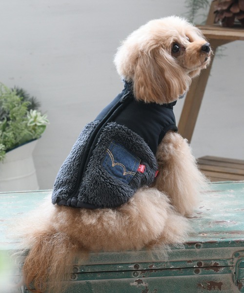 EDWIN（エドウィン）の「EDWIN/デニムポケット付切り替えフリースベスト（ペットウェア・レディース・ネイビー/ブラック・3L/2L/L/M/S/XS）」の2枚目の写真