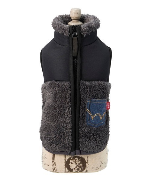 EDWIN（エドウィン）の「EDWIN/デニムポケット付切り替えフリースベスト（ペットウェア・レディース・ネイビー/ブラック・3L/2L/L/M/S/XS）」の3枚目の写真