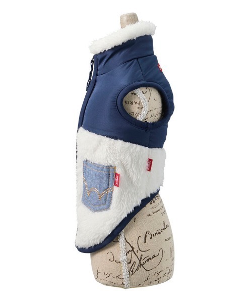 EDWIN（エドウィン）の「EDWIN/デニムポケット付切り替えフリースベスト（ペットウェア・レディース・ネイビー/ブラック・3L/2L/L/M/S/XS）」の8枚目の写真