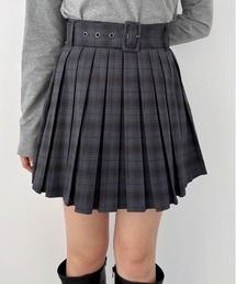 ベルト付きプリーツミニスカート 145370
