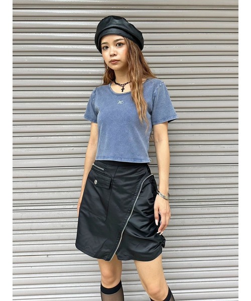 EGOIST（エゴイスト）の「ロゴ刺繍加工チビT（Tシャツ/カットソー・レディース・ライトブラウン/ネイビー/ブラック・FREE）」の3枚目の写真