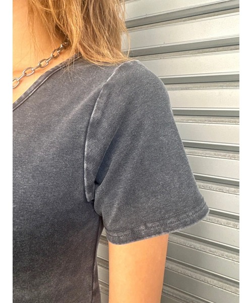 EGOIST（エゴイスト）の「ロゴ刺繍加工チビT（Tシャツ/カットソー・レディース・ライトブラウン/ネイビー/ブラック・FREE）」の9枚目の写真