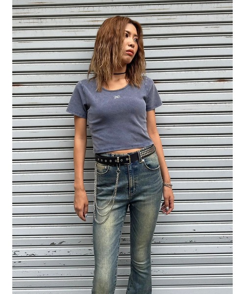 EGOIST（エゴイスト）の「ロゴ刺繍加工チビT（Tシャツ/カットソー・レディース・ライトブラウン/ネイビー/ブラック・FREE）」の20枚目の写真