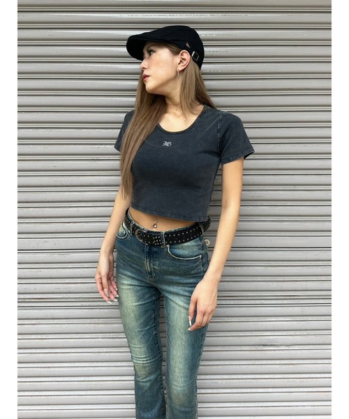 EGOIST（エゴイスト）の「ロゴ刺繍加工チビT（Tシャツ/カットソー・レディース・ライトブラウン/ネイビー/ブラック・FREE）」の14枚目の写真