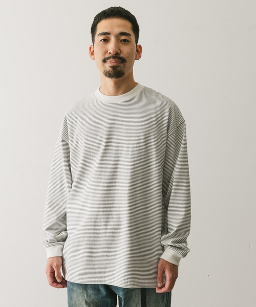 URBAN RESEARCH DOORS（アーバンリサーチドアーズ）の「ミジンボーダーロングスリーブ Tシャツ（Tシャツ/カットソー・メンズ・ホワイト/グレー/チャコールグレー・MEDIUM/LARGE）」の9枚目の写真