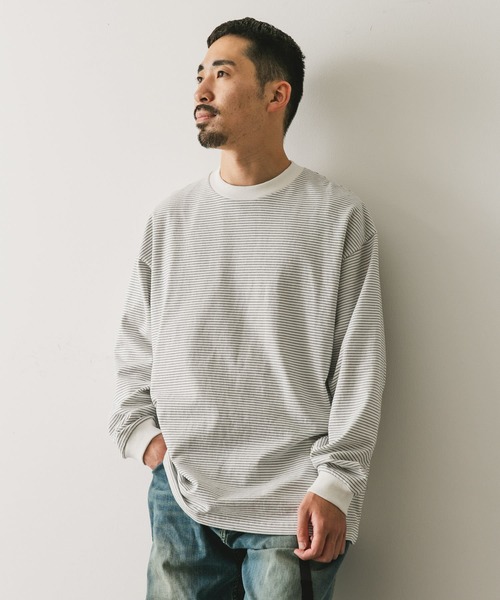 URBAN RESEARCH DOORS（アーバンリサーチドアーズ）の「ミジンボーダーロングスリーブ Tシャツ（Tシャツ/カットソー・メンズ・ホワイト/グレー/チャコールグレー・MEDIUM/LARGE）」の7枚目の写真