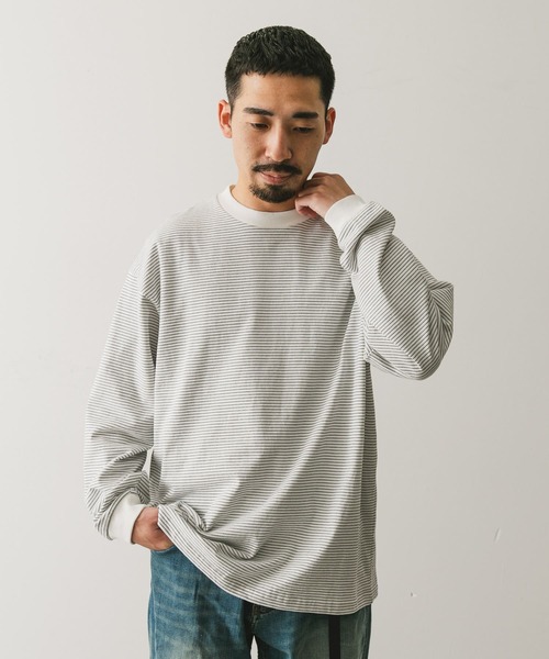 URBAN RESEARCH DOORS（アーバンリサーチドアーズ）の「ミジンボーダーロングスリーブ Tシャツ（Tシャツ/カットソー・メンズ・ホワイト/グレー/チャコールグレー・MEDIUM/LARGE）」の6枚目の写真