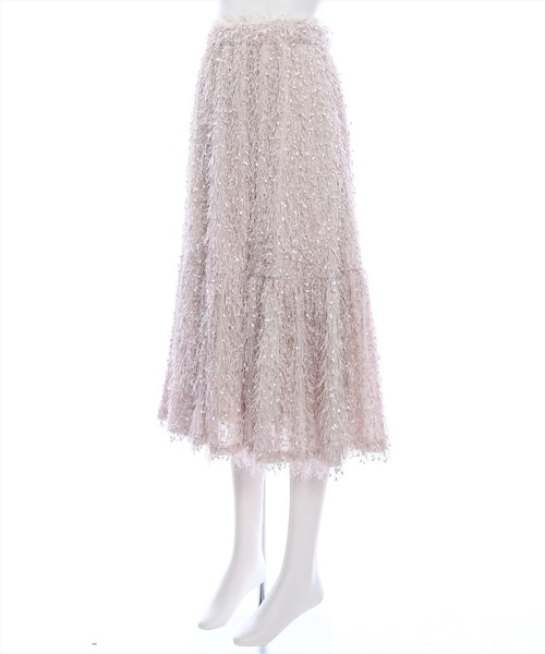 clear（クリア）の「【低身長用サイズ有】フリンジフレアスカート [高見え 大人カジュアル オケージョン]≪再入荷≫（スカート・レディース・アイボリー/グレイッシュベージュ/ピンクベージュ・F/XS）」の10枚目の写真