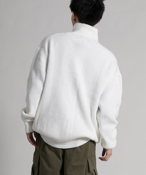 aimoha（アイモハ）の「【aimoha neo】ハーフジップドロップショルダーニット（ニット/セーター・メンズ・ホワイト/ブラック/グレー・MEDIUM/LARGE/X-LARGE/XX-LARGE）」の16枚目の写真