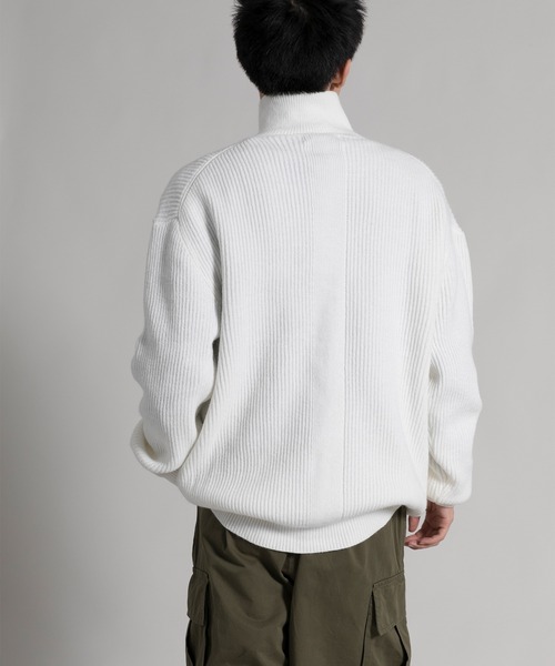 aimoha（アイモハ）の「【aimoha neo】ハーフジップドロップショルダーニット（ニット/セーター・メンズ・ホワイト/ブラック/グレー・MEDIUM/LARGE/X-LARGE/XX-LARGE）」の17枚目の写真