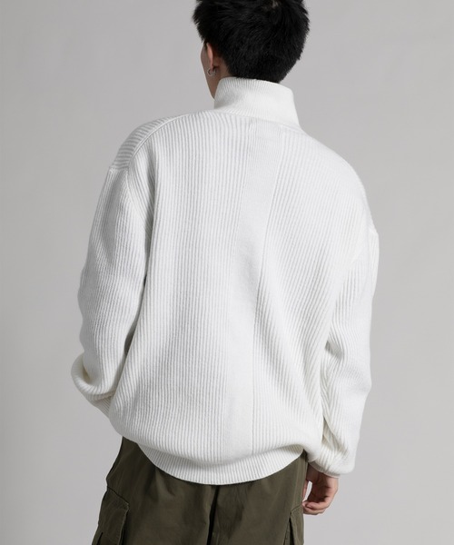 aimoha（アイモハ）の「【aimoha neo】ハーフジップドロップショルダーニット（ニット/セーター・メンズ・ホワイト/ブラック/グレー・MEDIUM/LARGE/X-LARGE/XX-LARGE）」の18枚目の写真