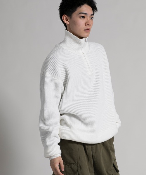 aimoha（アイモハ）の「【aimoha neo】ハーフジップドロップショルダーニット（ニット/セーター・メンズ・ホワイト/ブラック/グレー・MEDIUM/LARGE/X-LARGE/XX-LARGE）」の19枚目の写真