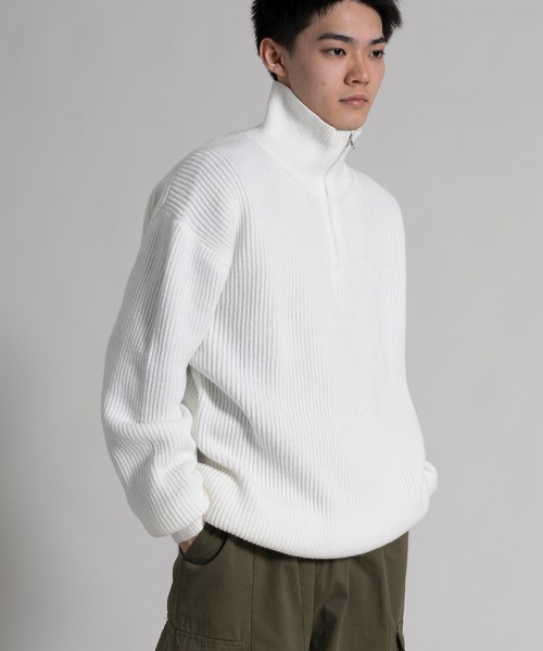 aimoha（アイモハ）の「【aimoha neo】ハーフジップドロップショルダーニット（ニット/セーター・メンズ・ホワイト/ブラック/グレー・MEDIUM/LARGE/X-LARGE/XX-LARGE）」の22枚目の写真