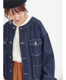 Samansa Mos2 | ノーカラー4ポケットデニムジャケット(ノーカラージャケット)