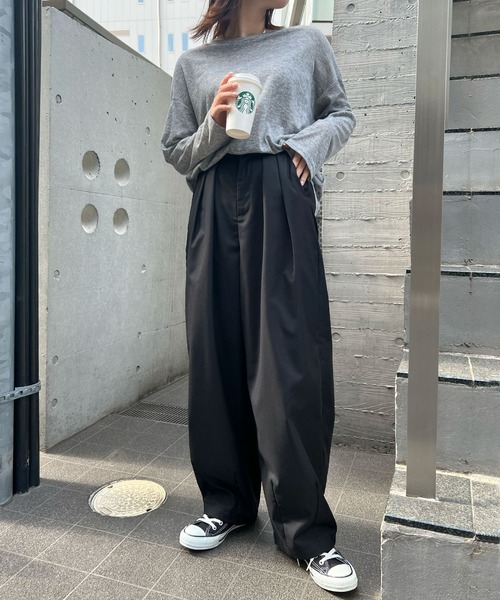 ABYS(アビス)の「ツータックワイドカーブスラックス(スラックス・レディース・グレー/ブラック・LARGE/MEDIUM)」の19枚目の写真