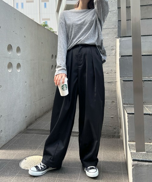 ABYS(アビス)の「ツータックワイドカーブスラックス(スラックス・レディース・グレー/ブラック・LARGE/MEDIUM)」の20枚目の写真