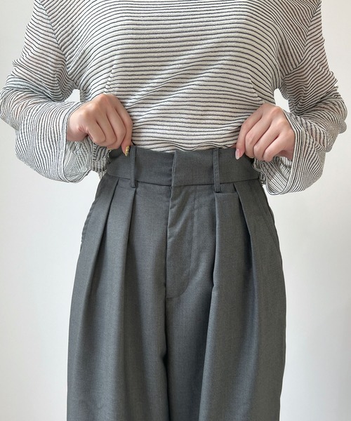 ABYS(アビス)の「ツータックワイドカーブスラックス(スラックス・レディース・グレー/ブラック・LARGE/MEDIUM)」の15枚目の写真