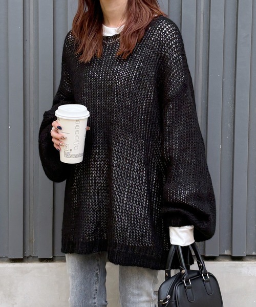 【希少】オープロジェクトローゲージニット 黒 ブラック オーバーサイズ 希少】オープロジェクトローゲージニット 黒 ブラック オーバー