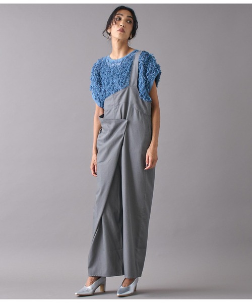 Settimissimo（セッティミッシモ）の「ワンショルダードレープデザインオールインワン（サロペット/オーバーオール・レディース・ブラック/グレー・FREE）」の8枚目の写真