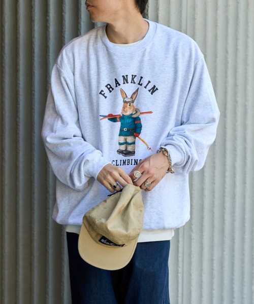 Franklin Climbing（フランクリンクライミング）の「【Franklin Climbing】ビックシルエットウサギスキーロゴクルースウェット（スウェット・メンズ・アイボリー/チャコールグレー/ライトグレー・LARGE/MEDIUM）」の19枚目の写真