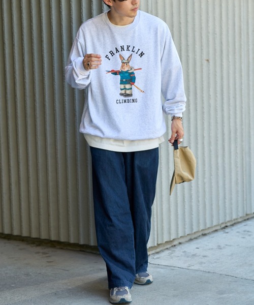 Franklin Climbing（フランクリンクライミング）の「【Franklin Climbing】ビックシルエットウサギスキーロゴクルースウェット（スウェット・メンズ・アイボリー/チャコールグレー/ライトグレー・LARGE/MEDIUM）」の21枚目の写真
