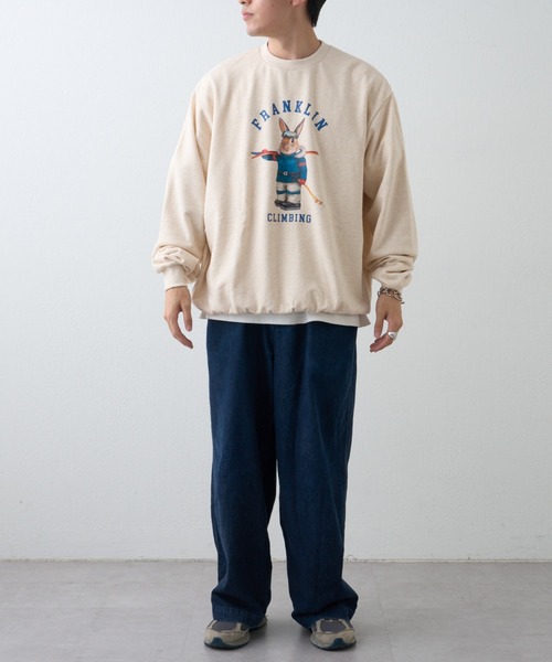 Franklin Climbing（フランクリンクライミング）の「【Franklin Climbing】ビックシルエットウサギスキーロゴクルースウェット（スウェット・メンズ・アイボリー/チャコールグレー/ライトグレー・LARGE/MEDIUM）」の12枚目の写真