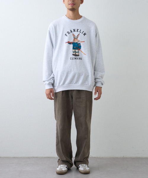 Franklin Climbing（フランクリンクライミング）の「【Franklin Climbing】ビックシルエットウサギスキーロゴクルースウェット（スウェット・メンズ・アイボリー/チャコールグレー/ライトグレー・LARGE/MEDIUM）」の14枚目の写真