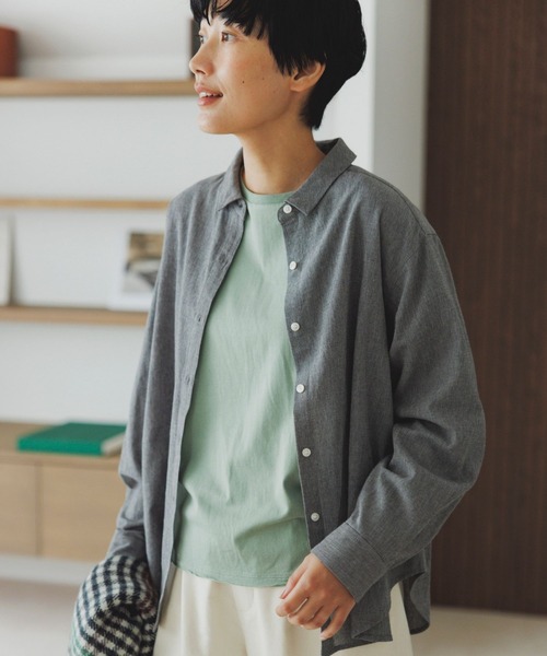 studio CLIP(スタディオクリップ)の「【3シーズンシリーズ】シングルガーゼベーシックシャツ(シャツ/ブラウス・レディース・サックスブルー/ライトグレー/ダークグレー/イエロー・FREE)」の9枚目の写真