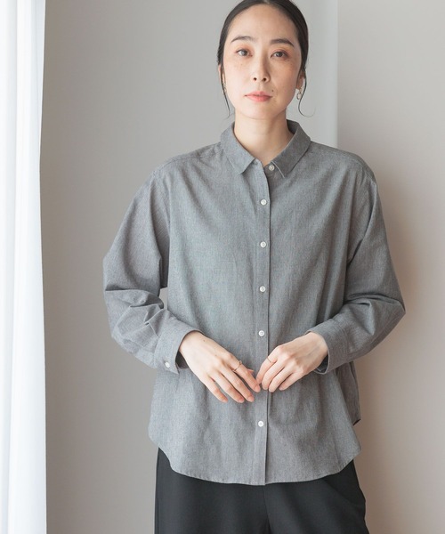 studio CLIP(スタディオクリップ)の「【3シーズンシリーズ】シングルガーゼベーシックシャツ(シャツ/ブラウス・レディース・サックスブルー/ライトグレー/ダークグレー/イエロー・FREE)」の12枚目の写真