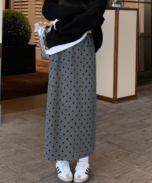 コムコム　ドットスカート COCOMOMO（ココモモ）の「選べるドット スリット入り ドットスカート