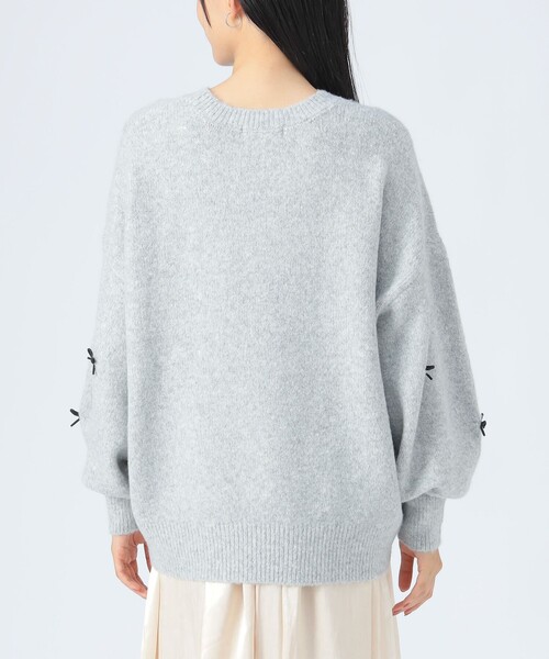 BEAMS - 【ビームスハート】スウェット　青　美品 リボン 短丈 ベロア Y2K BEAMS - 【ビームスハート】スウェット 青 美品 リボン 短丈