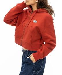 RVCA レディース OLD WEST DAD CROPPED パーカー/ルーカロゴワッペンクロップド丈ジップアップパーカー