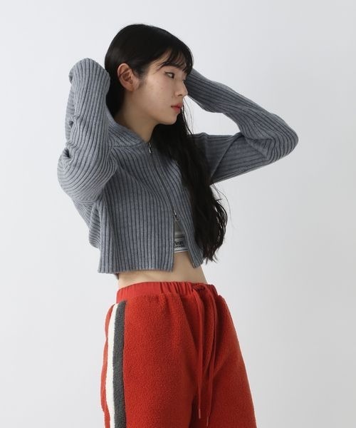 トップス 9292 JEANASIS（ジーナシス）の「【Les Fleurs】リブニットZIPパーカー