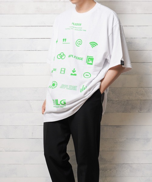 Pledge(プレッジ)の「【pledge】ビッグシルエット プリントTシャツ(Tシャツ/カットソー・メンズ・ホワイト系その他6・MEDIUM/LARGE)」の1枚目の写真