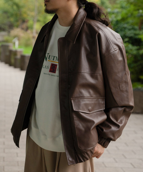 VENCEEXCHANGE（ヴァンスエクスチェンジ）の「A-2合皮ジャケット（その他アウター・メンズ・ブラウン/ブラック・L/M）」の4枚目の写真