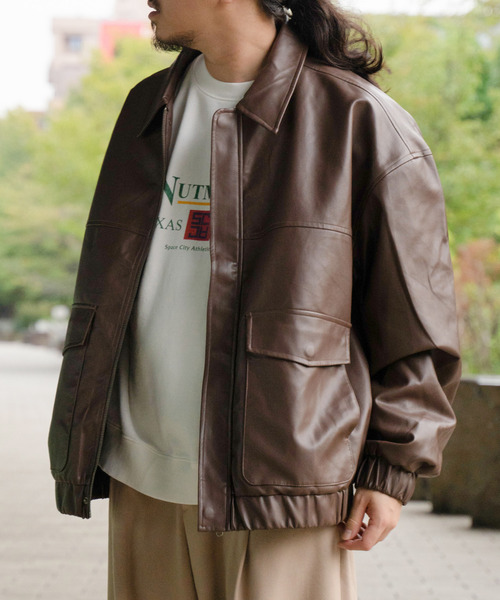 VENCEEXCHANGE（ヴァンスエクスチェンジ）の「A-2合皮ジャケット（その他アウター・メンズ・ブラウン/ブラック・L/M）」の9枚目の写真