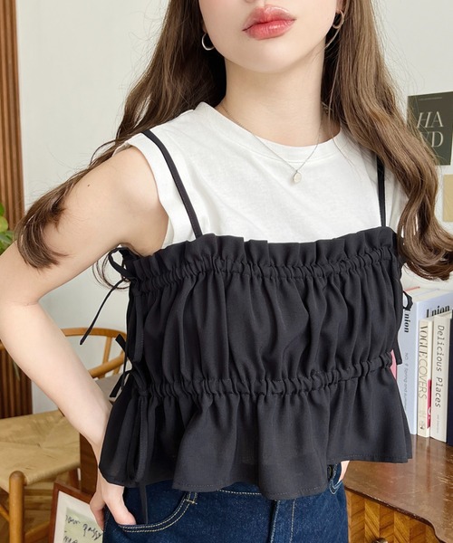 moment+（モーメントプラス）の「半袖ビスチェ付きワンピース（ワンピース・レディース・ブラック/ブラック系その他/チャコールグレー/ホワイト系その他・M/L）」の16枚目の写真