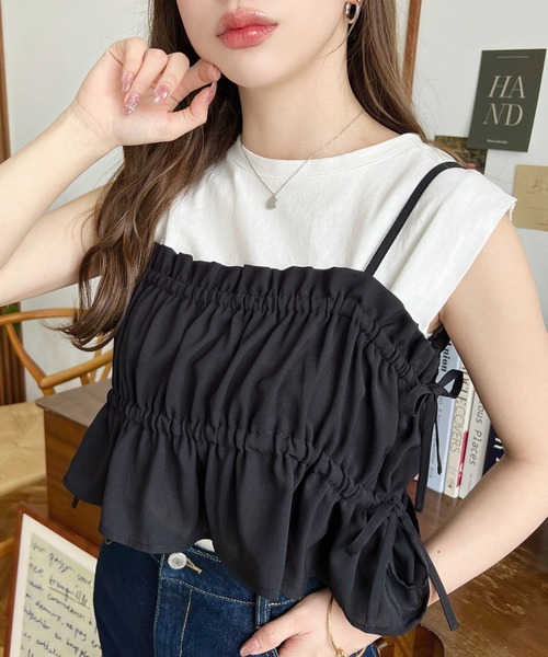 moment+（モーメントプラス）の「半袖ビスチェ付きワンピース（ワンピース・レディース・ブラック/ブラック系その他/チャコールグレー/ホワイト系その他・M/L）」の17枚目の写真