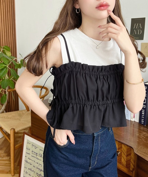 moment+（モーメントプラス）の「半袖ビスチェ付きワンピース（ワンピース・レディース・ブラック/ブラック系その他/チャコールグレー/ホワイト系その他・M/L）」の18枚目の写真