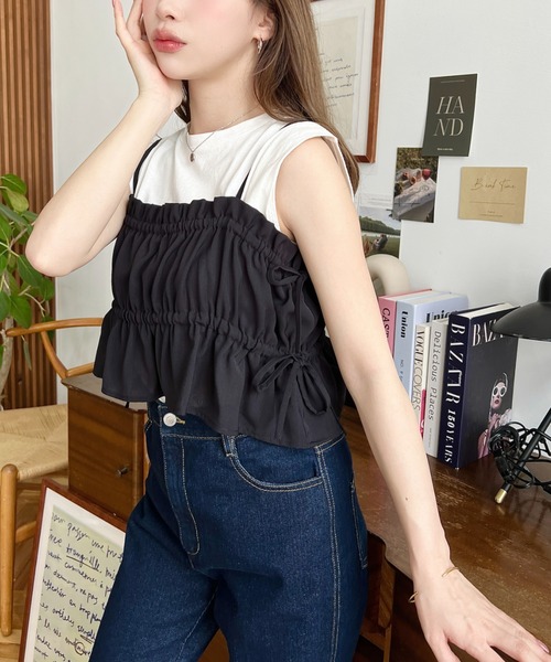 moment+（モーメントプラス）の「半袖ビスチェ付きワンピース（ワンピース・レディース・ブラック/ブラック系その他/チャコールグレー/ホワイト系その他・M/L）」の19枚目の写真