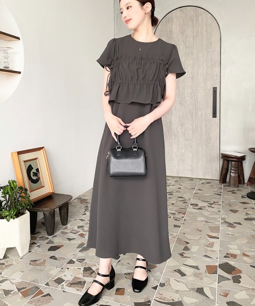 セール】半袖ビスチェ付きワンピース（ワンピース）｜moment+