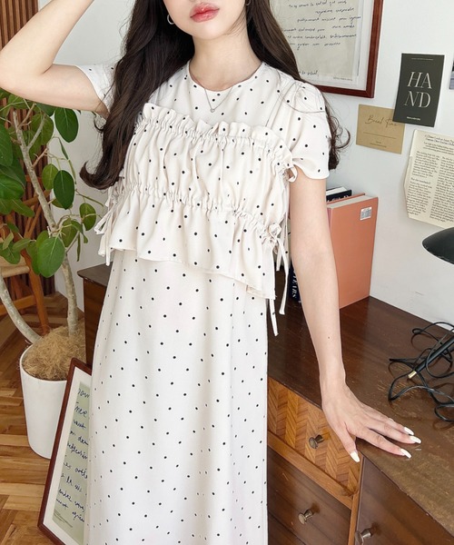 セール】半袖ビスチェ付きワンピース（ワンピース）｜moment+