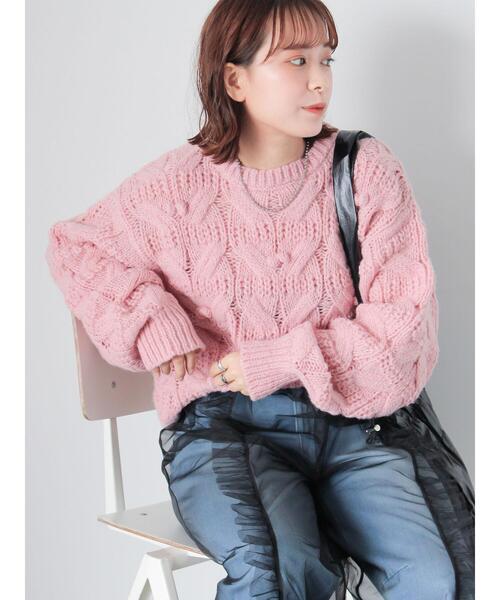 ehka sopo(エヘカソポ)の「ポンポン付ニット(ニット/セーター・レディース・ピンク/イエロー/オフホワイト/グレー・F)」の4枚目の写真