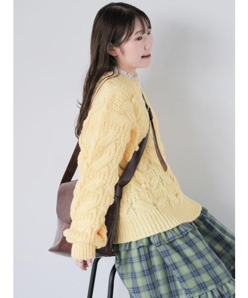 ehka sopo(エヘカソポ)の「ポンポン付ニット(ニット/セーター・レディース・ピンク/イエロー/オフホワイト/グレー・F)」の13枚目の写真