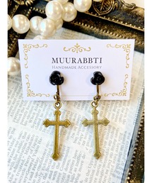 【MUURABBTI】薔薇と十字架のイヤリング(MA)