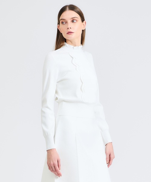 【美品】ESTNATION フリルネックニット　定価¥30,800（税込） ESTNATION（エストネーション）の「ESTNATION / フリルネック