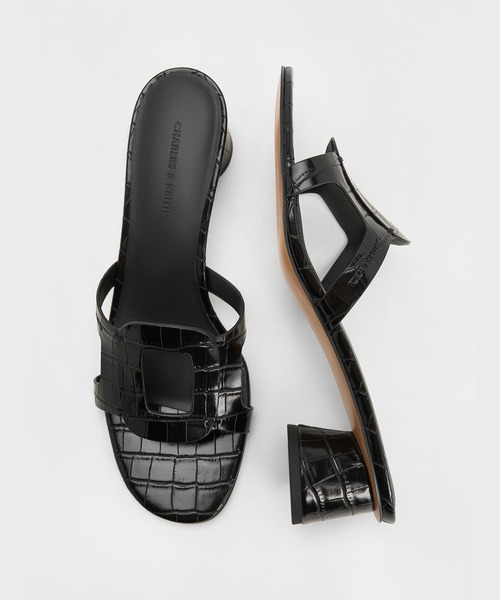 CHARLES & KEITH クロックエフェクトカットアウトヒールサンダル Easly イーズリー クロックエフェクトカットアウトヒール