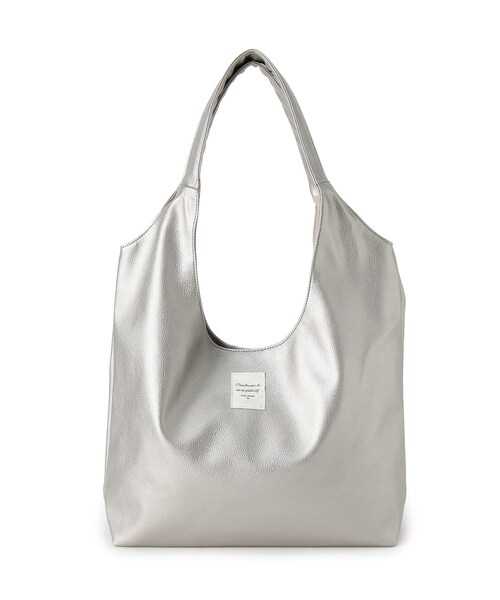 ITS'DEMO（イッツデモ）の「◆【通勤に／A4対応】パッチ付きラウンドトート（トートバッグ・レディース・シルバー/ブラック/ナチュラル/ブロンズ・00）」の13枚目の写真