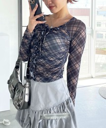 SPIRALGIRL | チェックシアートップス(Tシャツ/カットソー)