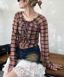 SPIRALGIRL | チェックシアートップス(Tシャツ/カットソー)